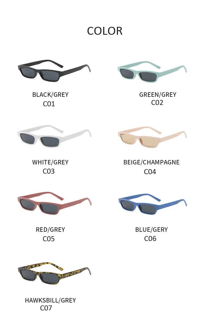 Small Narrow Rectangle Sunglasses Women Fashion Square Narrow Frame Vintage Brand Sun Glasses Men Shades Retro UV400 Oculos ﻿
