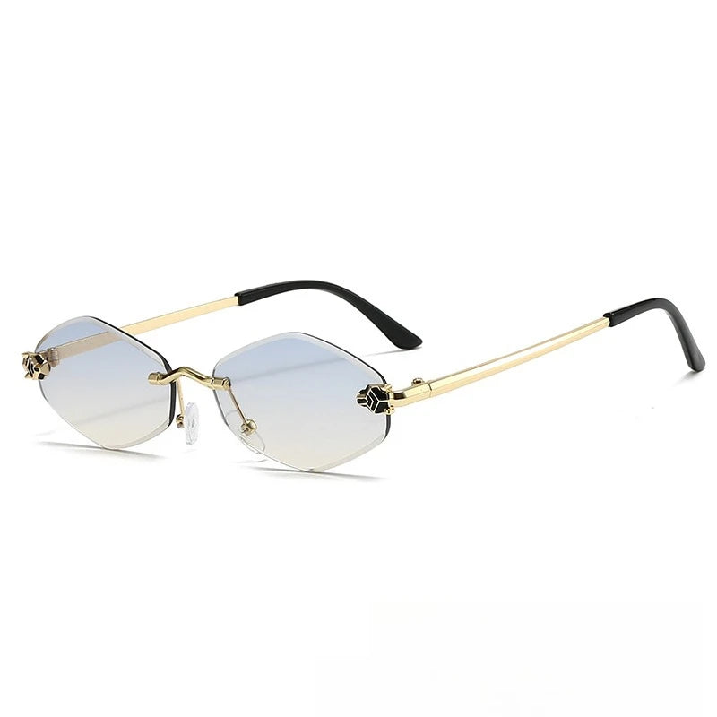 Popular Fashion Women Men Shades Rhombus Sun Glasses Female Male Summer Traveling UV400 Rimless Sunglasses Lentes De Sol Mujer