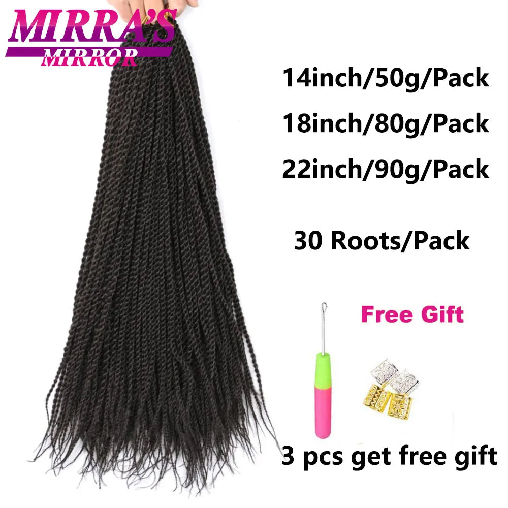 Senegalese Twist Crochet Hair 14/18/22 Inch Synthetic Mini Senegalese Crochet Braids for Black Women 30 Roots/Pack Braiding Hair