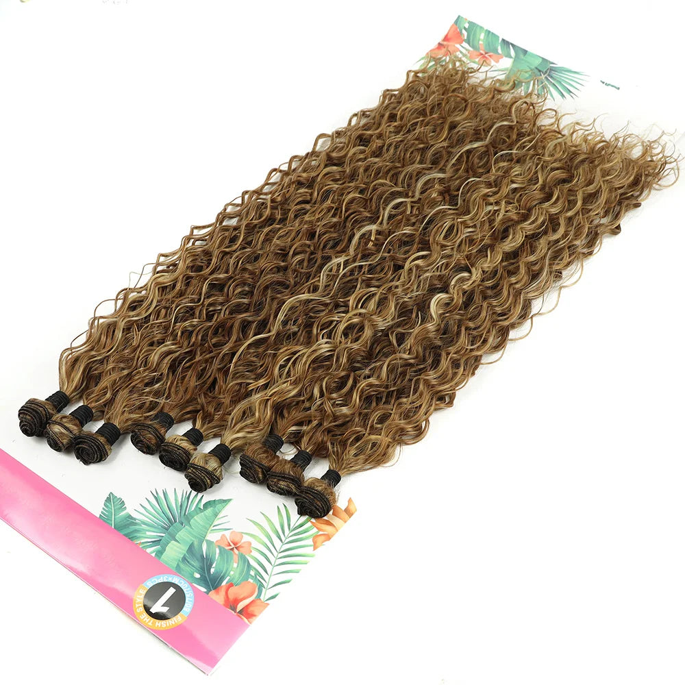 BOL Curly Hair Bundles 20 24 28Inch Long Synthetic Hair Exetension Fake Hair For Women Water Wave Heat Resistant 9Pcs Full Head