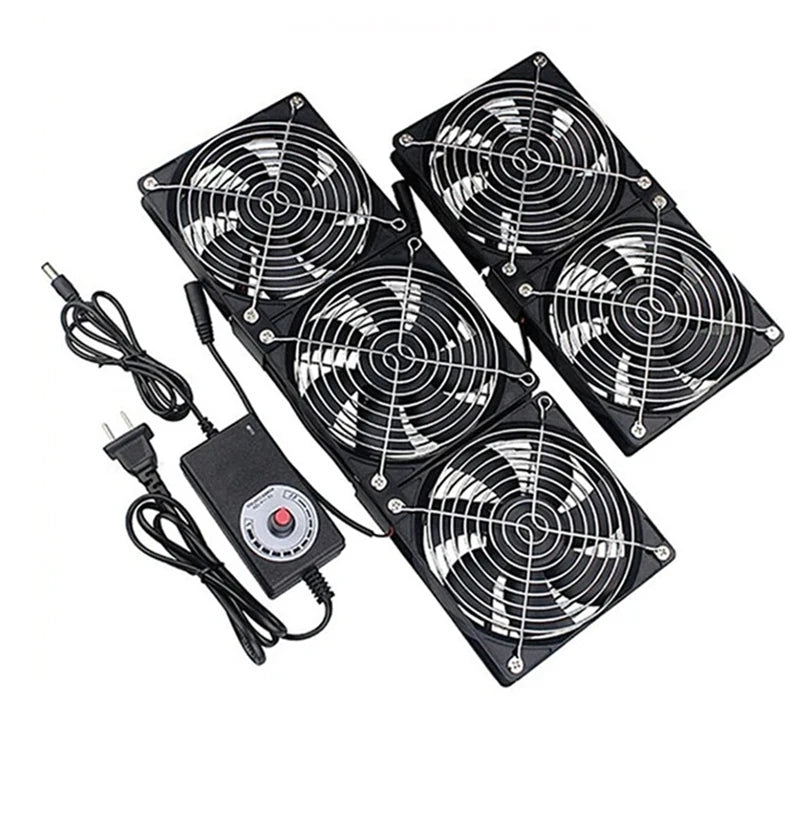 220V 12V Cooling Exhaust Fans with Controller 12cm for GPU VGA Btc Machine Workstation Cabinet Radiator Server Fan