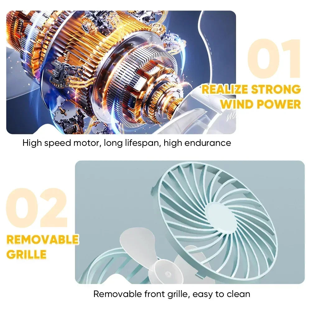 Desktop Clip Fan 3 Speed Quiet USB Mini Cooling Desk Fan 360° Rotate Portable Electric Fan Clip Fans for Strollers Air Cooler