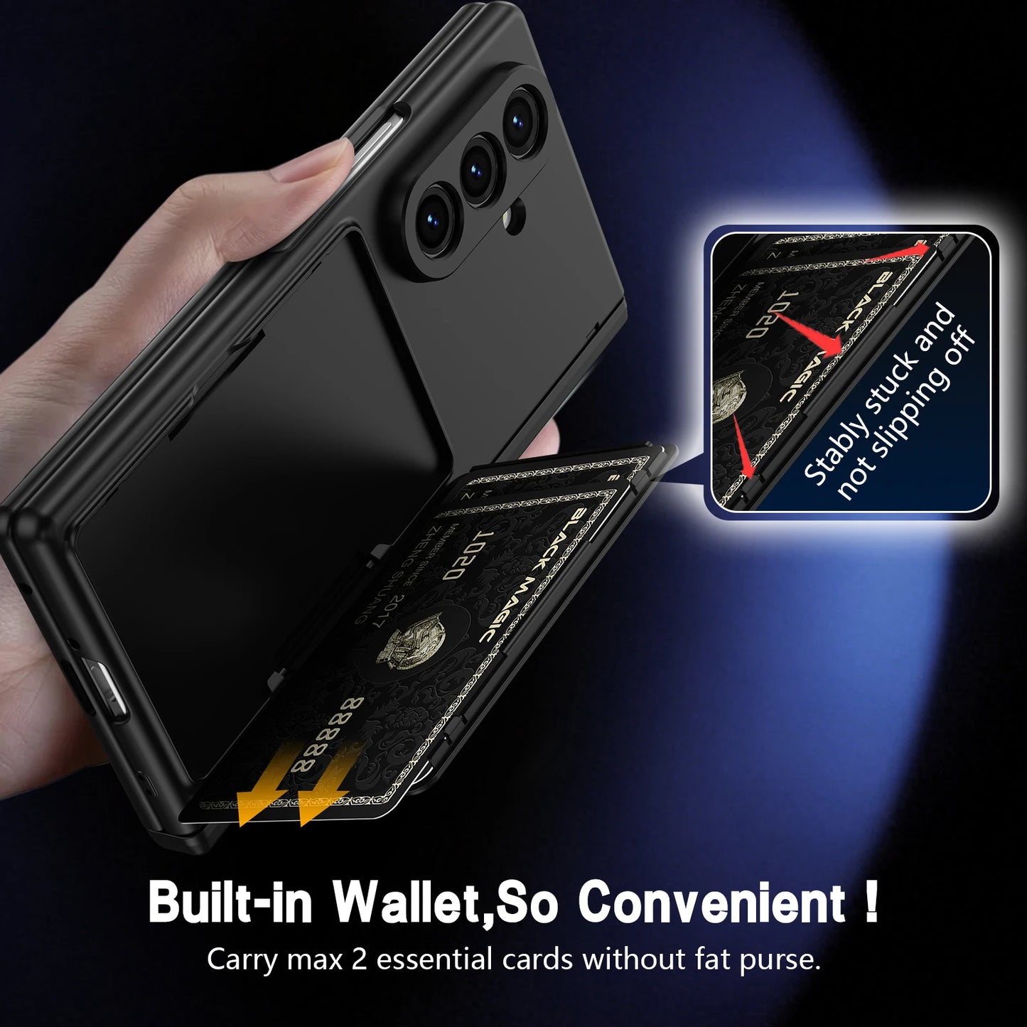 Case For Galaxy Z Fold 8 Ultra 7 6 Card Holder Wallet Kickstand Pen Slot Glass Screen Protector Hinge Shockproof Protective Case