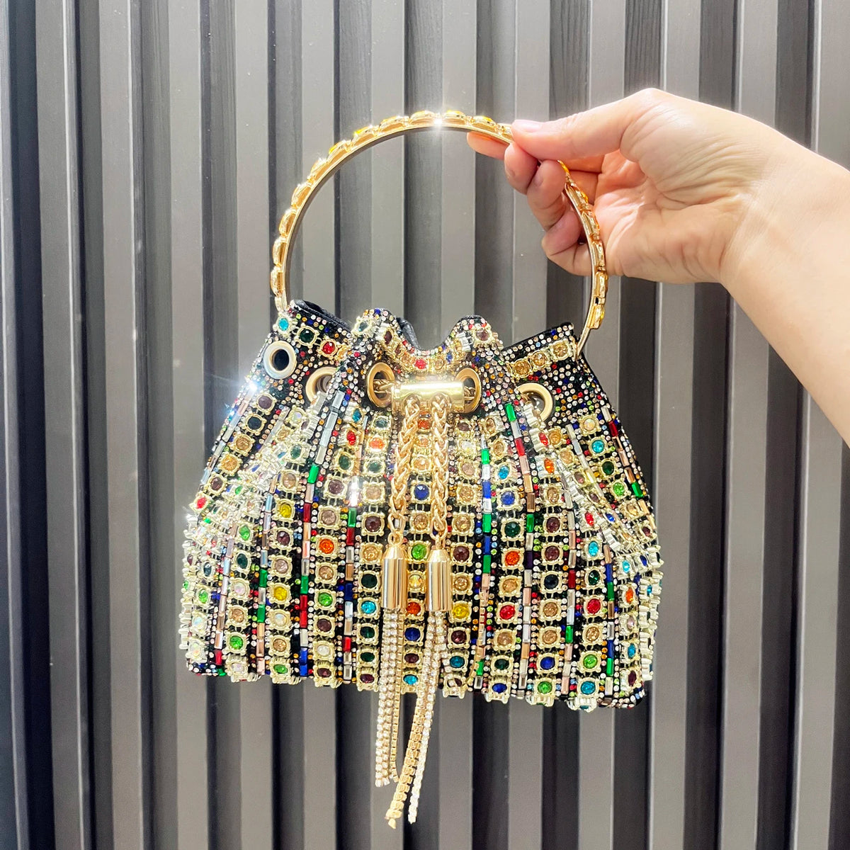 luxury Designer purses and handbags bags for women bucket clutch purse evening banquet bag Crystal rhinestone shoulder bag