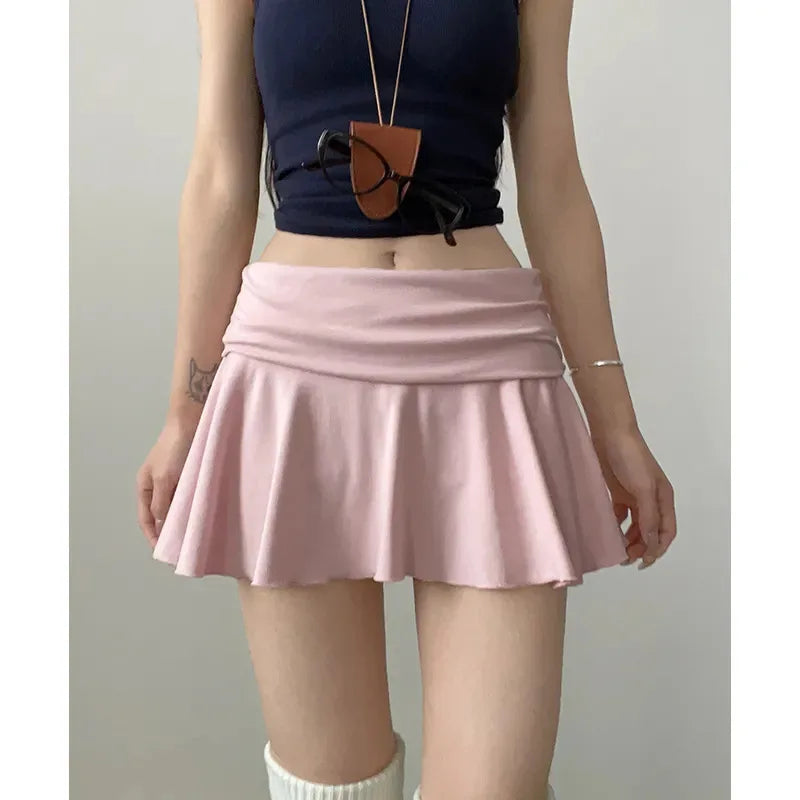 Waist-Flipping Ruched Skirts Prevent Exposure Golf Sports For Women Short Dress High Elasticity Athletic Short High Waist Skirt