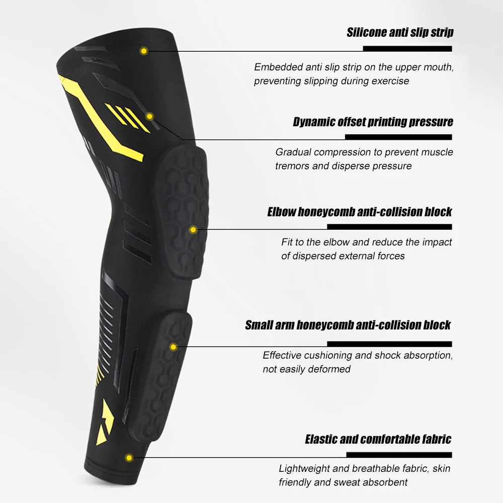 1 Pcs Sports Padded Arm Sleeves Protective Compression Elbow Pad Basketball Football Volleyball Soccer Gym Sport Arm Guards Home