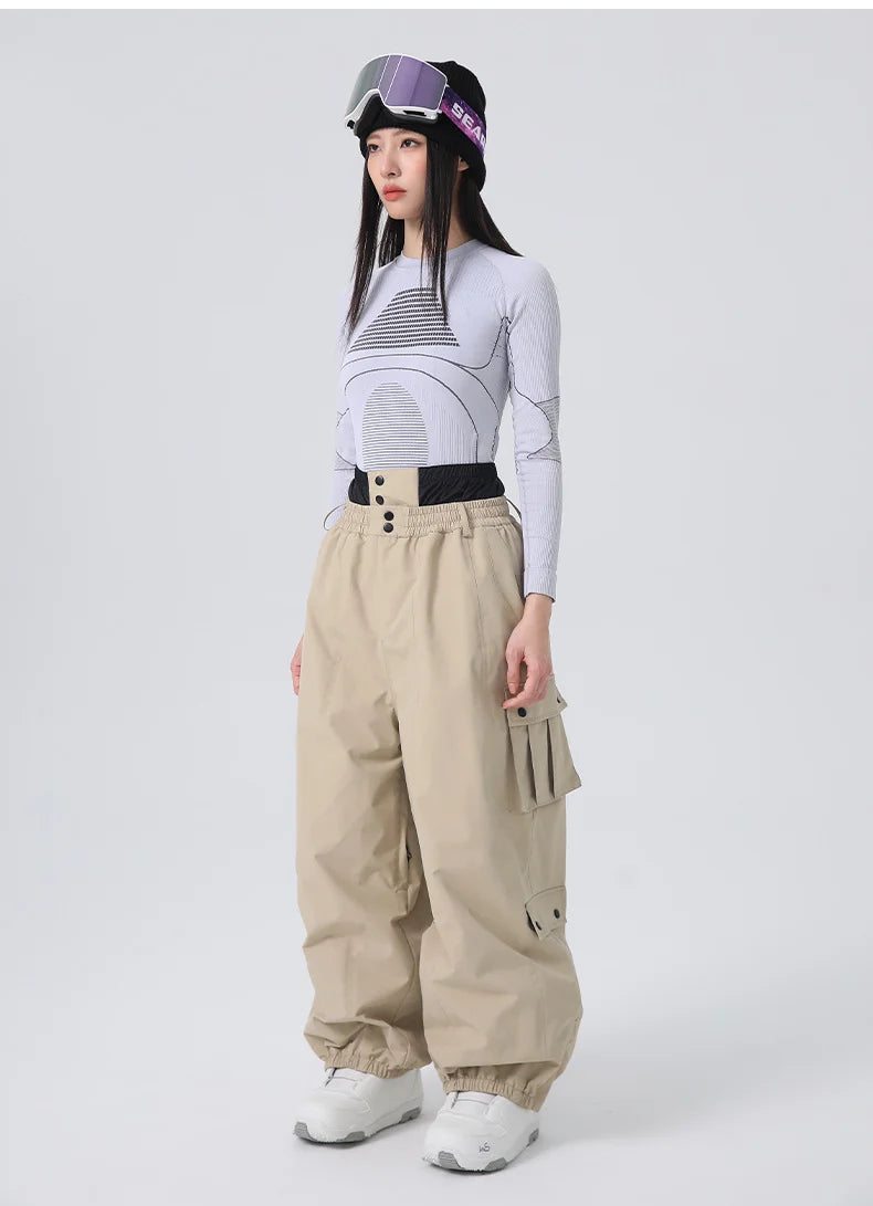 2026 Searipe Workwear Ski Pants Women's New Style Single Board Loose Snow Pants Waterproof and Cold Proof Men's 3L Snow Suit