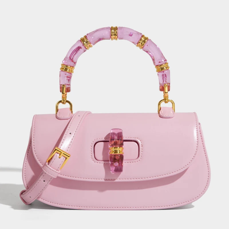 Classic Box Saddle Bags For Women Luxury Designer Handbags And Purses 2025 New In PU Acrylic Top Handle Small Underarm Shoulder