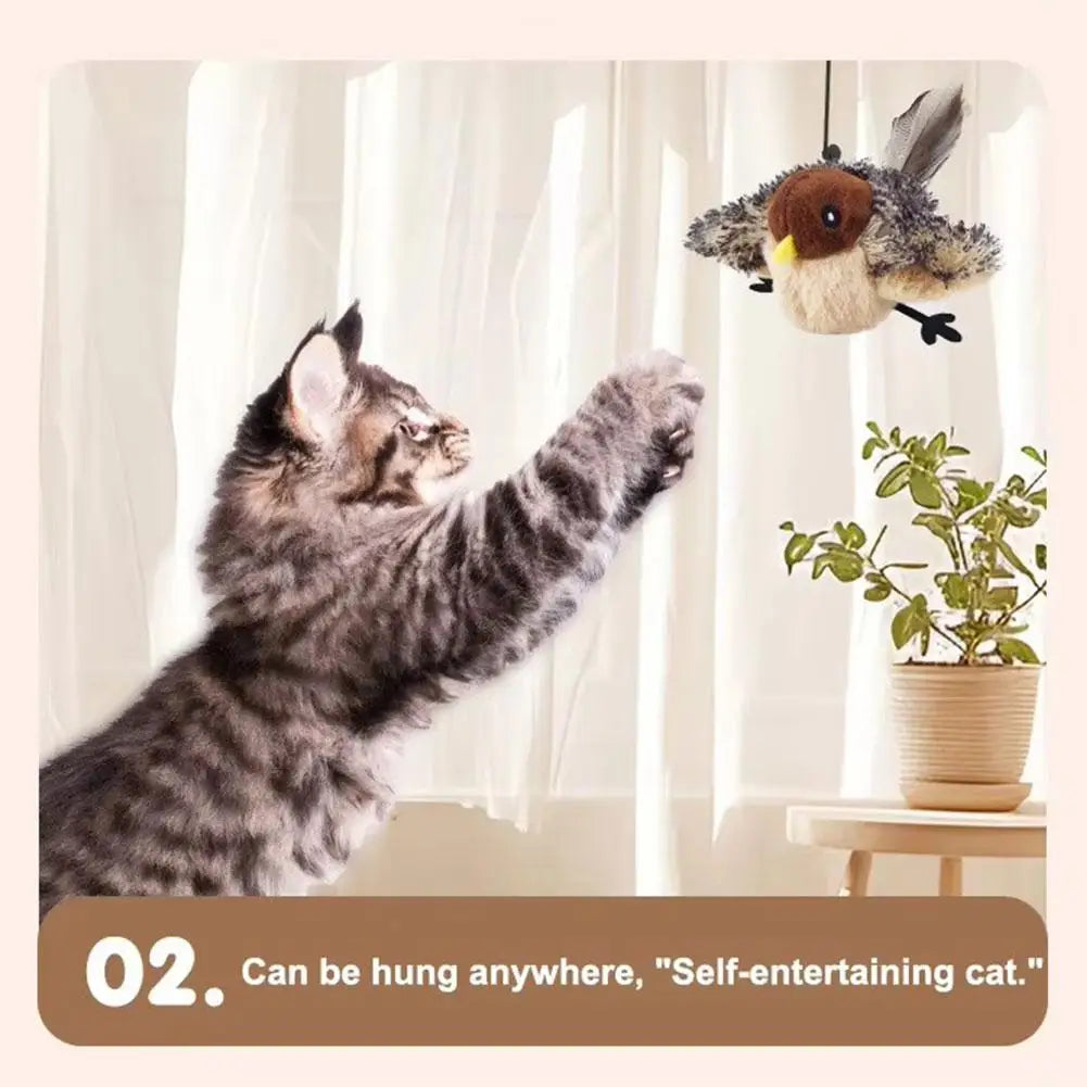 Flappy Bird Interactive Cat Toy Remote Control USB Rechargeable Pet Cat Plush Toy Flapping Bird Toy Stimulate Hunting Instincts