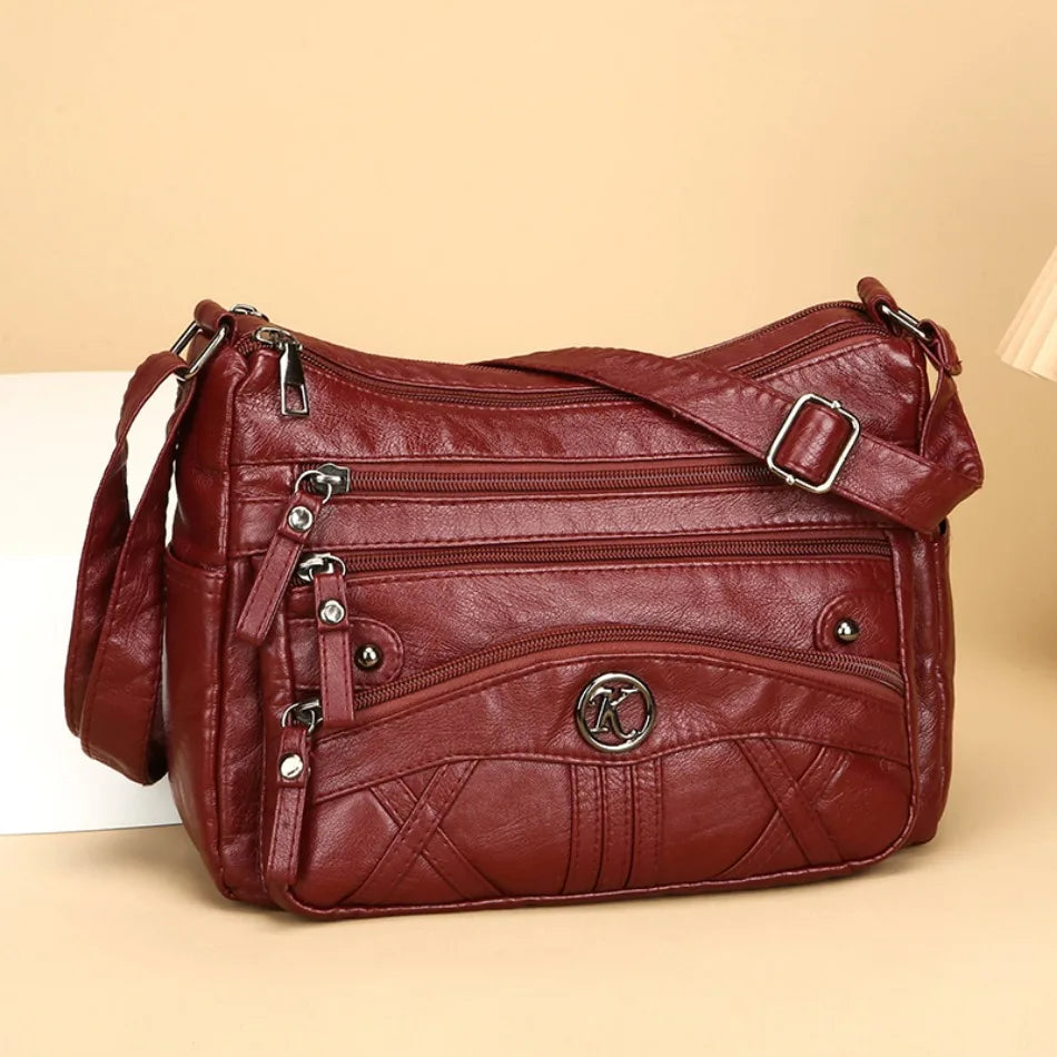 Retro Soft Leather Multi Pocket Single Shoulder Crossbody Bag High Quality Women's Bag Luxury Designer Purses and Handbags 2025