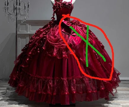 Original Burgundy Fish Bone Flower Wedding Dress Lolita Girl Women's Fairy Lace Bow Slim Maxi Long Party Birthday Dresses