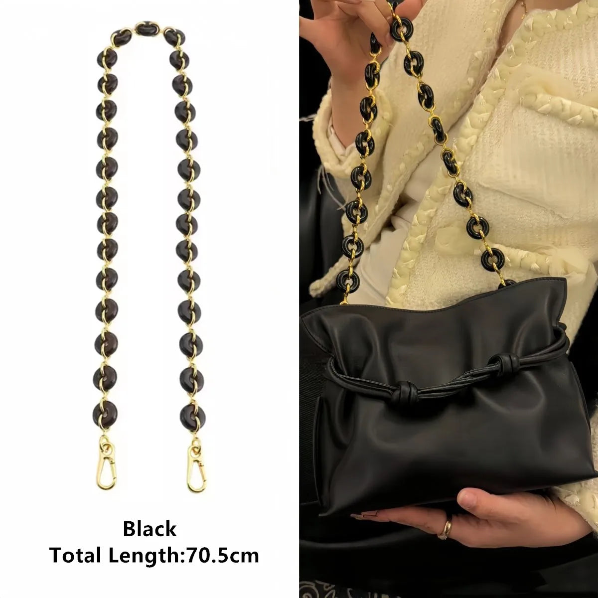 New Women Replaceable Alloy Bag Chain Strap Detachable Purse Handbag Bag Straps Resin Crossbody DlY Shoulder Bag Accessories