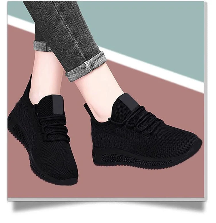 Women Casual Sport Shoes Light Sneakers Women's Black Outdoor Breathable Mesh Black Running Shoes Athletic Jogging Tennis Shoes