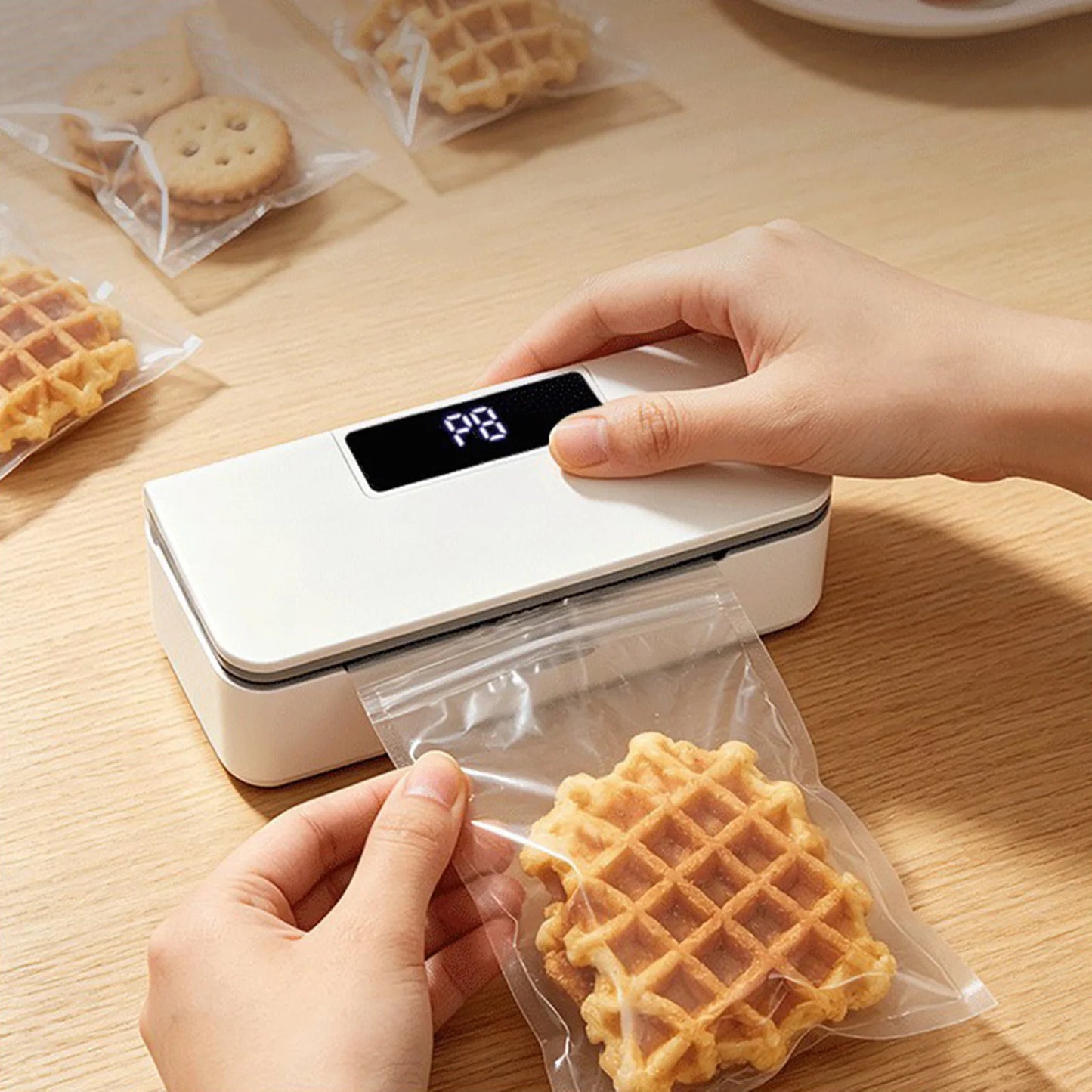 Fridge Magnet Sealer 8-Level Adjustable Mini Bags Sealer and Cutter 1800mAh Handheld Bags Resealer Machine for Fridge & Kitchen