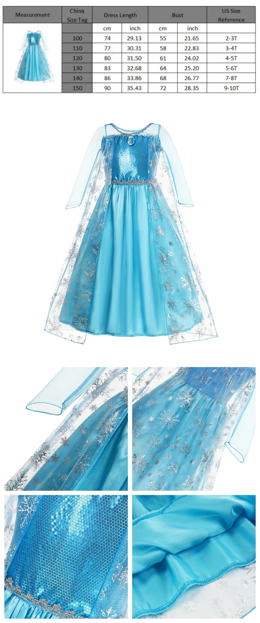 Halloween Birthday Dress Cinderella Snow White Aurora Rapunzel Princess Costume for Girls Kids 2-8Y
