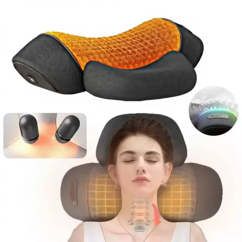 Electric Neck Massager Neck Pillow, Hot Compress, Neck Stretching, Heating Vibration, Shoulder Massage Pillow, Back Traction