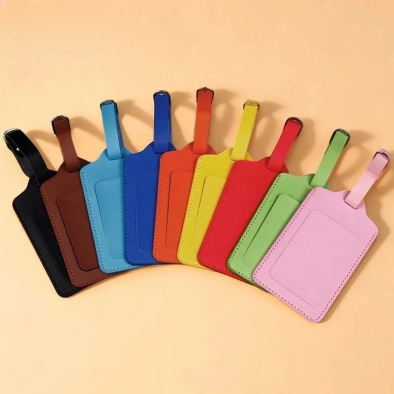 PU Leather Luggage Tag Women Men Travel Accessories Suitcase ID Address Name Holder Baggage Boarding Tag Portable Label