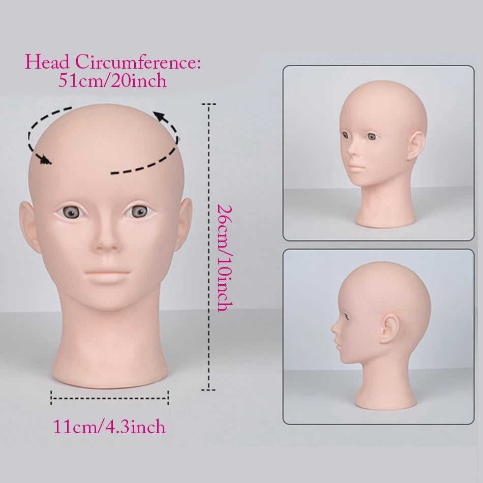 Mannequin Head Wig Stand With Adjustable Wig Tripod Stand Holder For Wigs Making Display With T Pins/Wig Cap Training Practice
