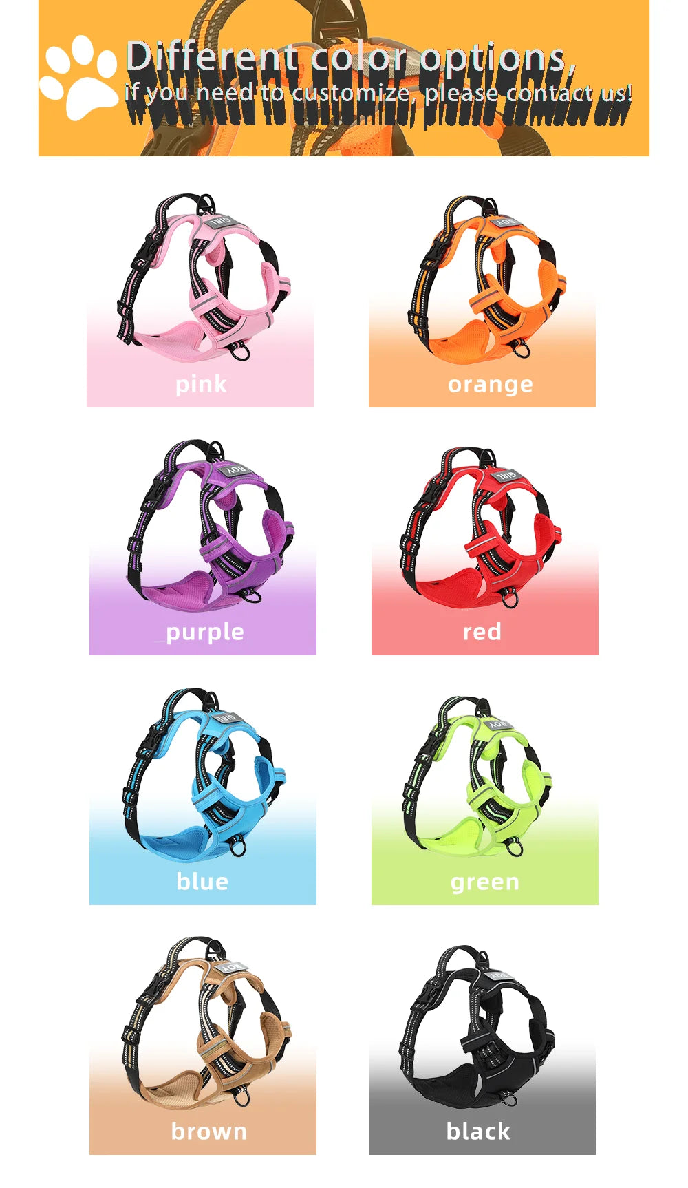 No Pull Dog Harness Front Clip Heavy Duty Reflective Easy Control Handle for Large Dog Walking