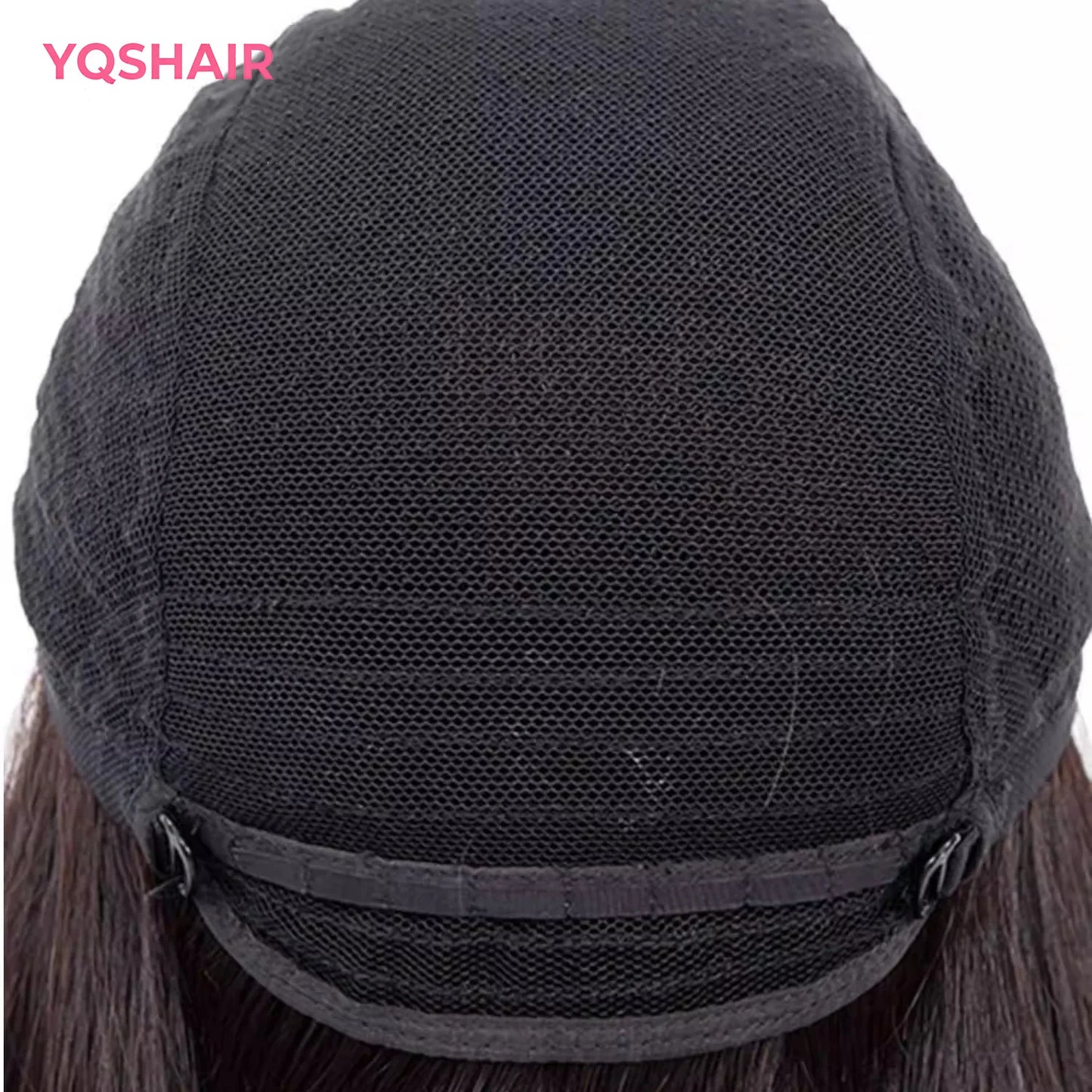 2# Dark Brown with Bangs 6x6“ Silk base Top Wig Glueless for Women 24inch Remy 100% Human Hair Wigs with Elastic Net PU Around