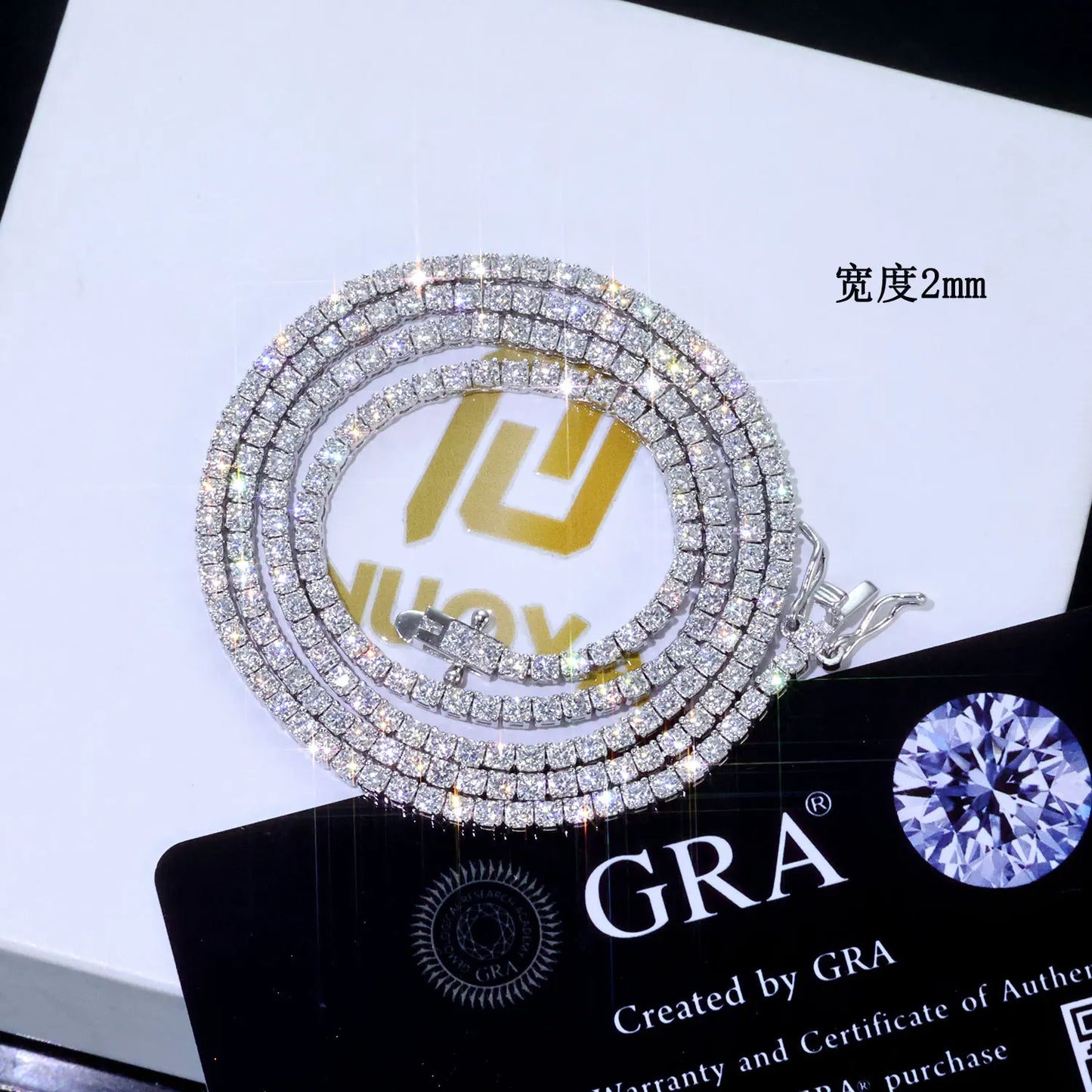 NY 2026 New Copper Material 2/3/4/5mm Iced VVS Moissanite Sparkling Tennis Chain Gift to Women With Exquisite Jewelry Necklace