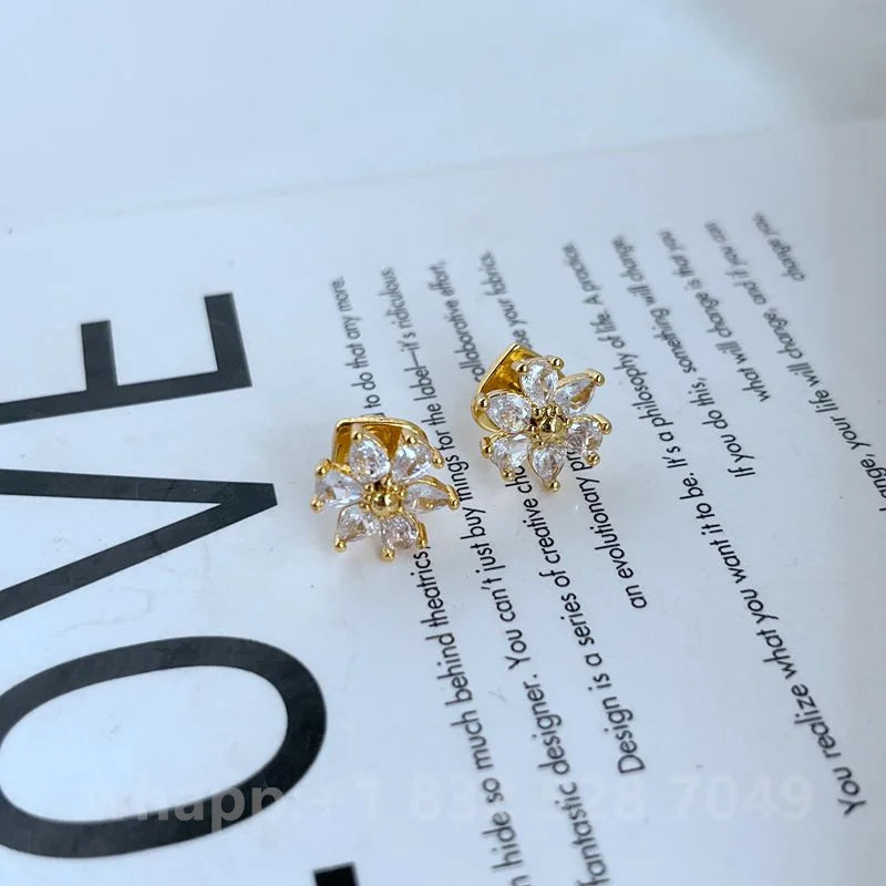 1:1 KS Jewelry Gold Stud Earrings For Women Fashion Jewelry Birthday Gift