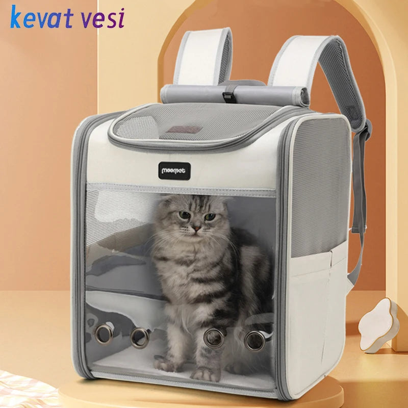 Outdoor Portable Cat Backpack Large Capacity Cat Carrier Bag Comfortable Pet Bag for Dogs Cats Ventilated Design Kitten Backpack