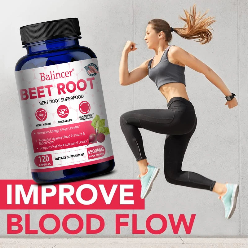 Beetroot Capsules 2500mg, Support Daily Blood Circulation, Cardiovascular Wellness, Physical Endurance & Immune Balance