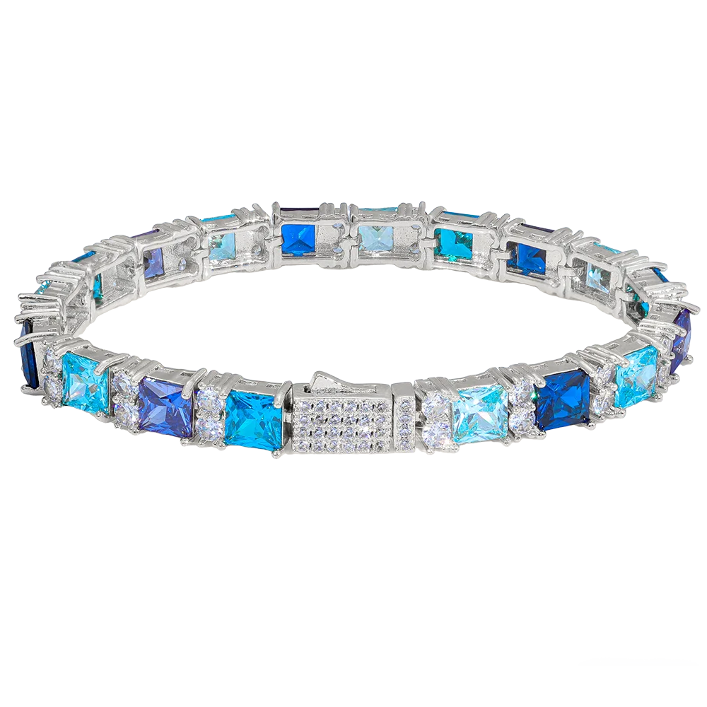 Hip Hop Iced Out Jewelry New 7MM Wide Inlaid Colorful Zircon Necklace Bracelet Fashionable Luxury Personalized Gift