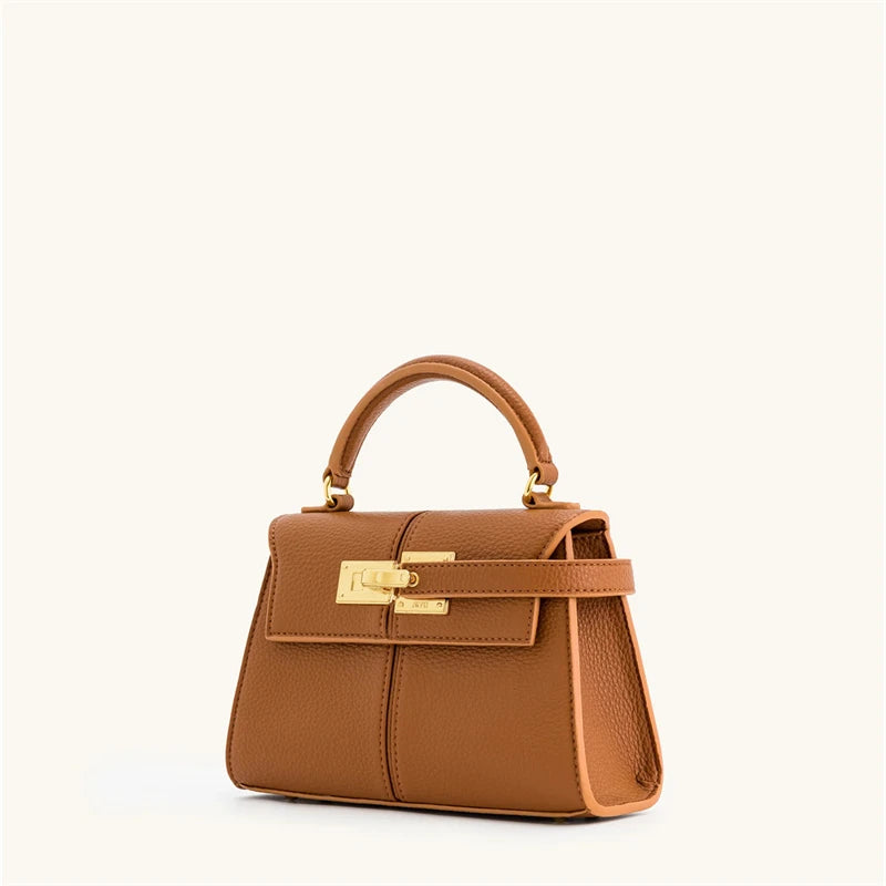 Luxury Elise Mini Square Crossbody Bag: Black Vegan Leather Designer Handbag - High-End Shoulder Purse for Women