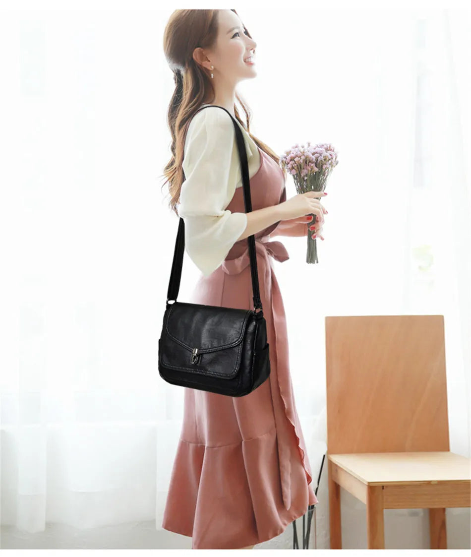Vintage Soft Leather Women's Crossbody Bag Luxury Designer Handbag Small 2024 Sac a Femme Femmels' Shoulder Bags