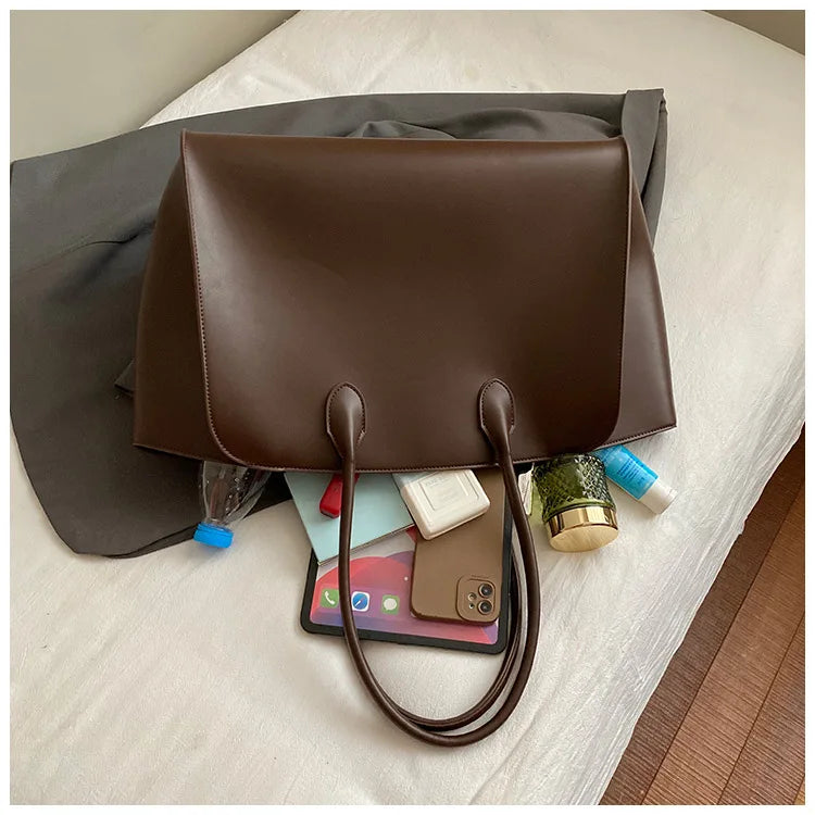 Luxury Women's Large Tote Bag Genuine Leather Shoulder Bags 2025 Female Retro Handbags High Quality Ladies Messenger Bag Black