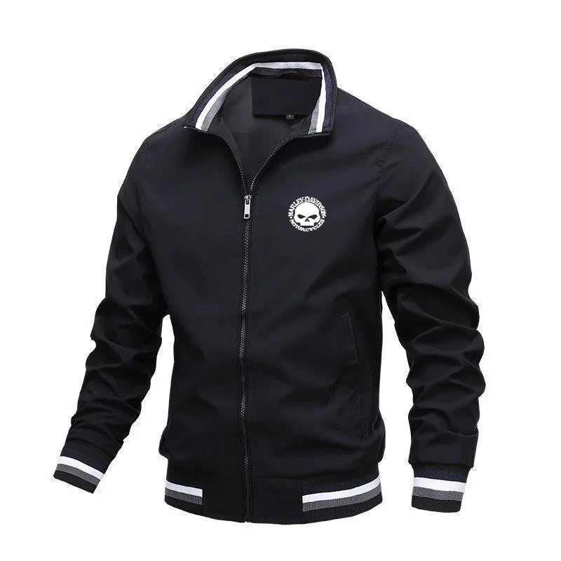 Autumn Winter Men's Stand Collar Casual Zipper Jacket Outdoor Sports Coat For Harley Davidson Motorcycle Styling Accessories