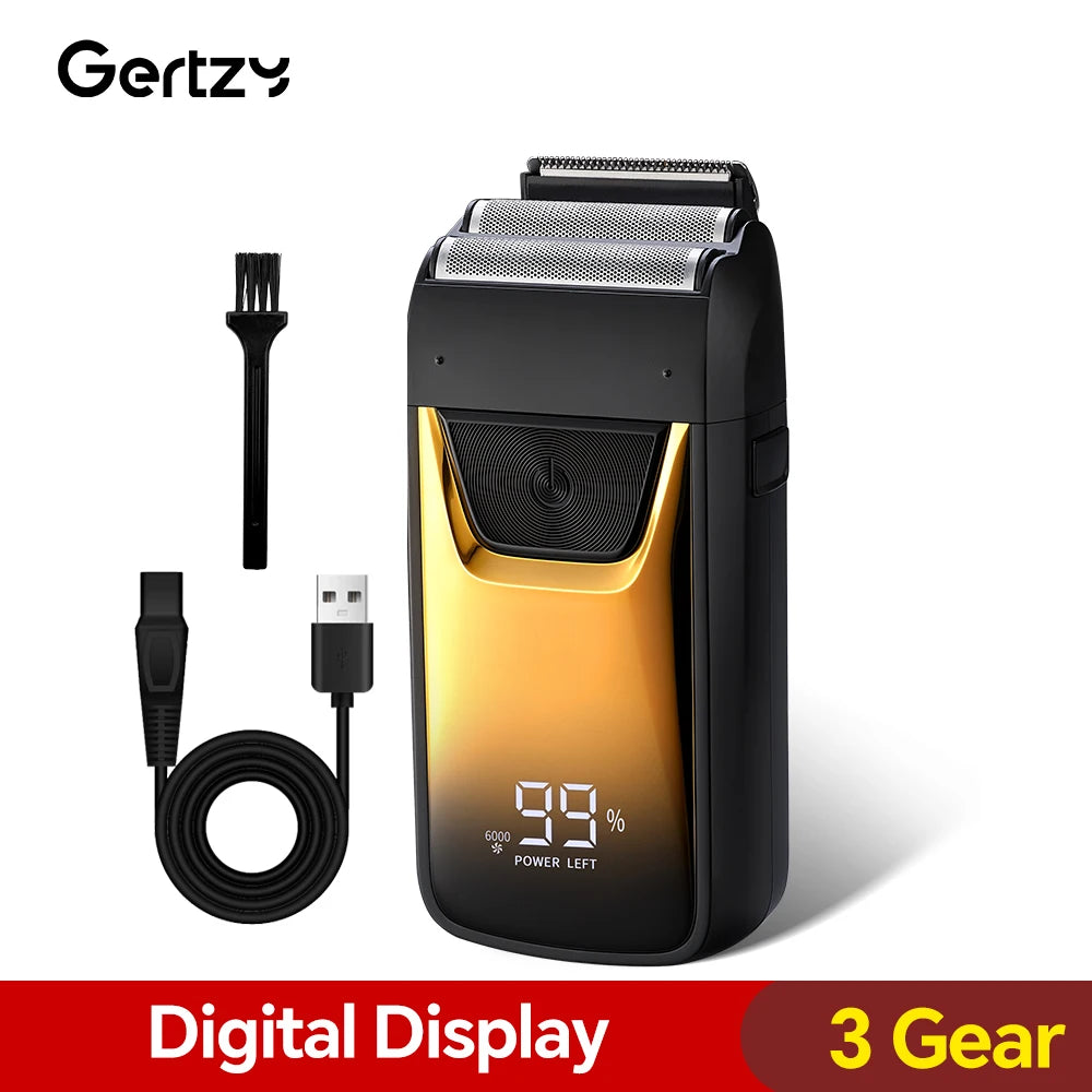 USB men's electric LED digital portable shaver with built-in rear blade for shaving hair and sideburns, compact shaving