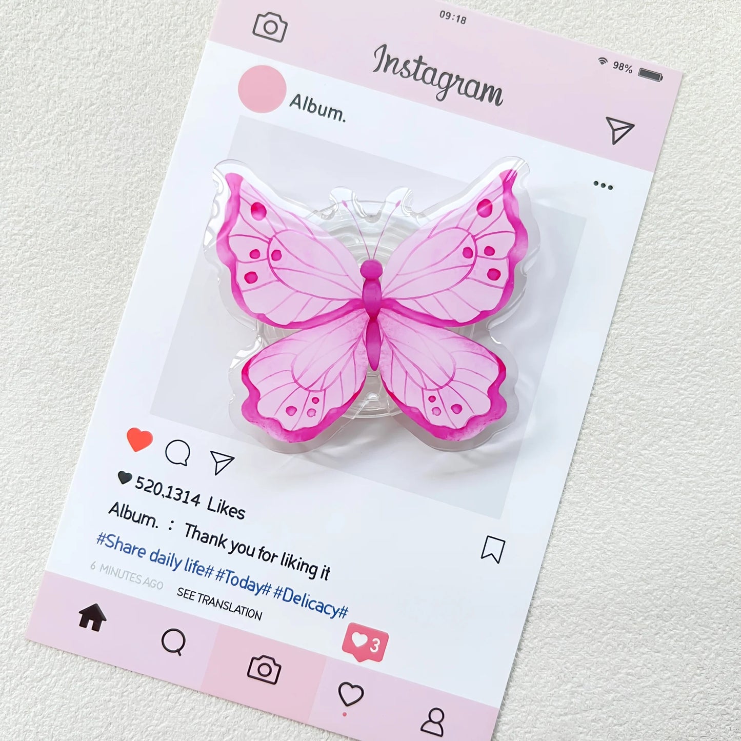 Cute Butterfly Phone Grip Griptok Holder Ring For iPhone 16 15 Universal Lovely Bowknot Phone Stand Bracket Poppings Socket