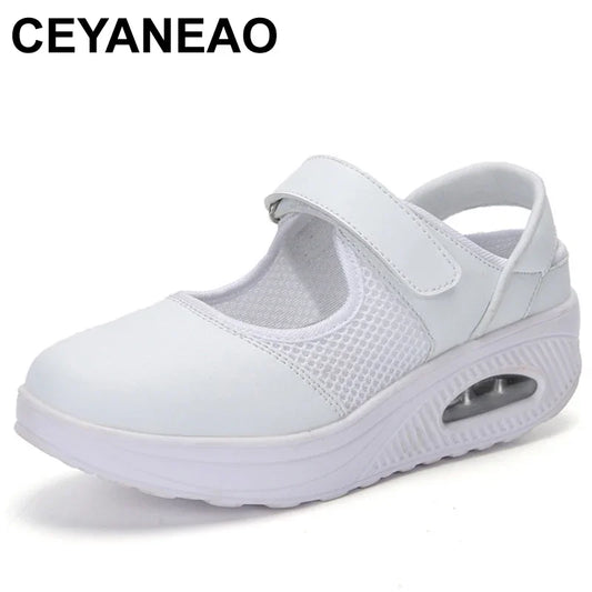 CEYANEAOSummer Fashion Nurse Shoes Ladies Air Cushion White Sneakers Women Platform Shoes 2018 New Lolita Shoes Swing E1038