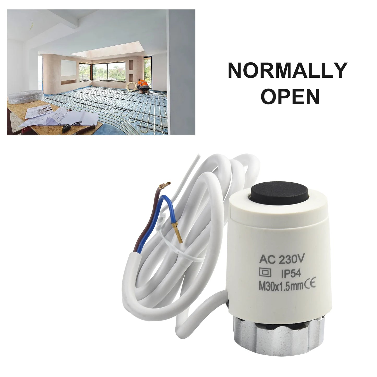 230V Floor Heating Actuator Thermostatic M30*1.5MM Normally Open&closed Floor Heating Manifold Actuator
