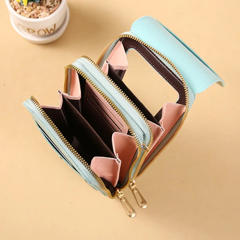 Women Crossbody Shoulder Bags Wallets Touch Screen Cell Phone Bag Soft Leather Strap Handbag for Female Luxury Messenger Bags