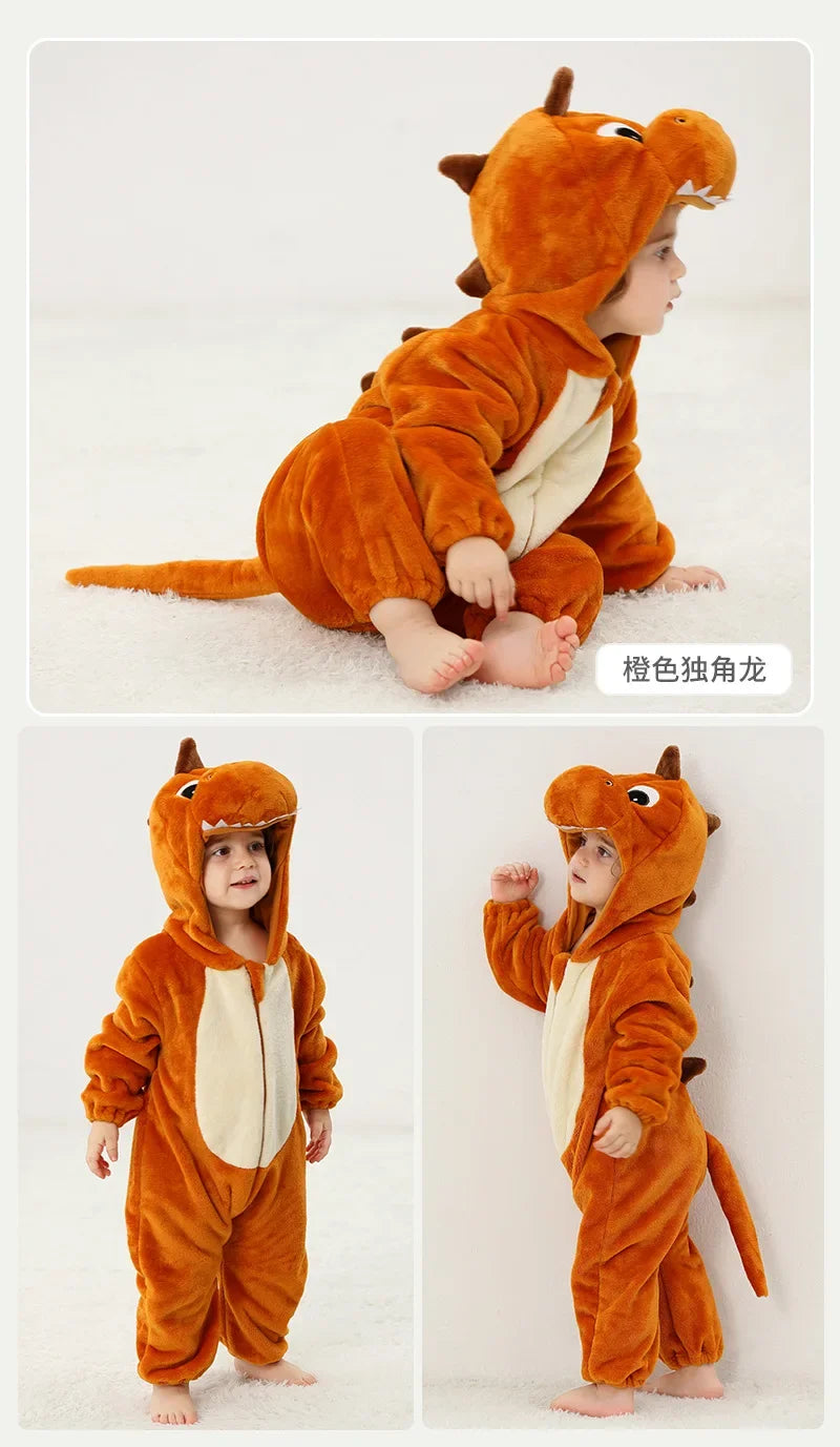 Newborn Baby Deer Animal Cartoon Romper Clothes Girls Pajamas Long Sleeve Hooded Onesies Infant Boys Costumes For Christmas