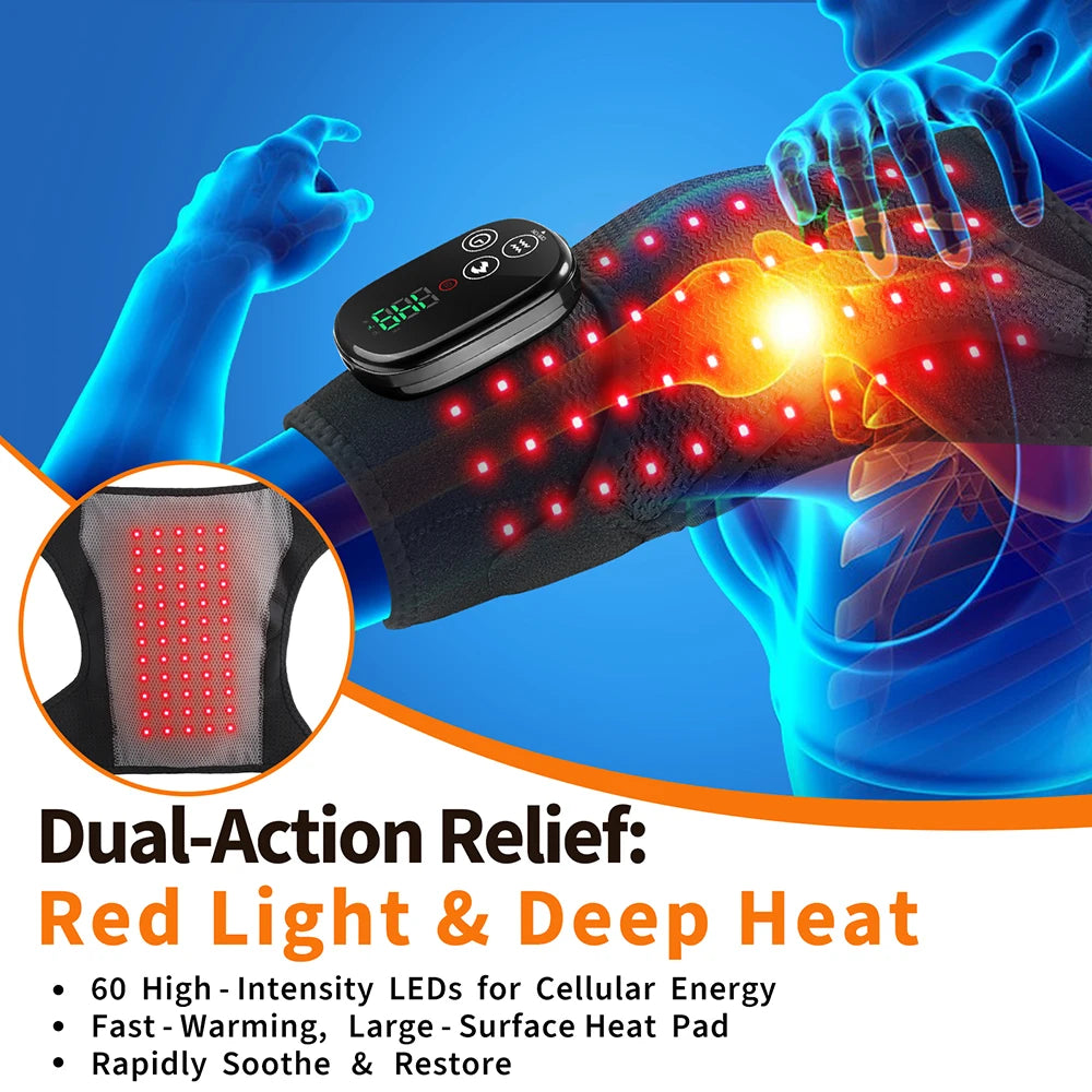 Multifunctional Shoulder/Knee Support Belt 660 and 850nm Red Light Shoulder Heating Vibration Massage Wrap Pad Warm Brace