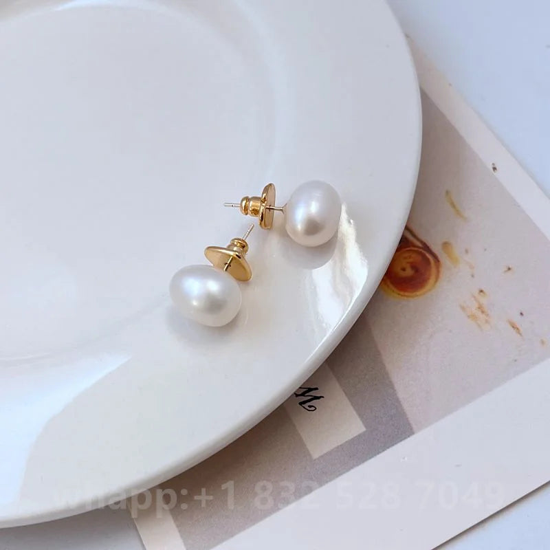 1:1 KS Jewelry Gold Stud Earrings For Women Fashion Jewelry Birthday Gift