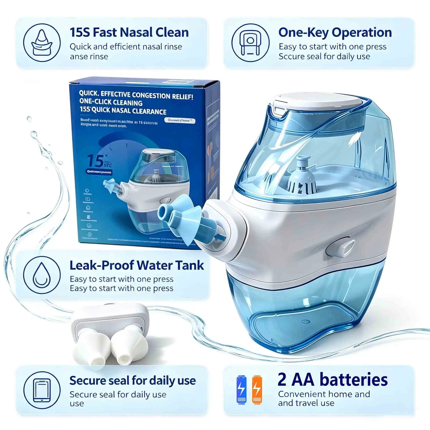 Nasal Irrigation System with Water Tank And Waste Collection for Sinus Rinse - Allergy Relief Nose Cleaner Machine