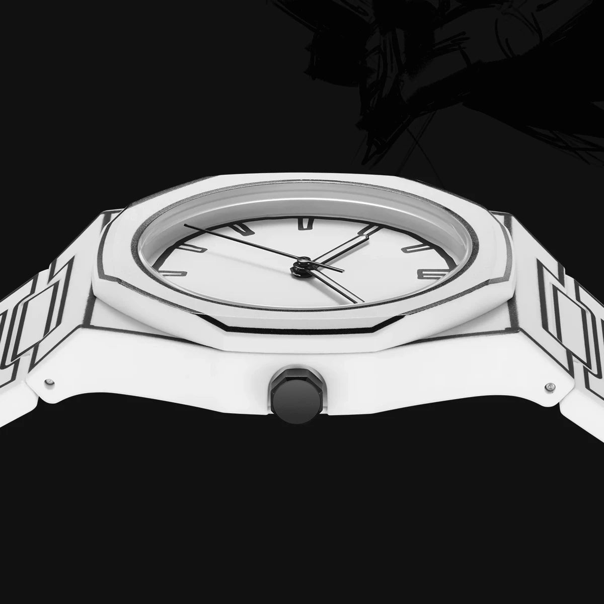 SHUAIKE 1142-14 Creative Fashion Sports and Leisure Style Lightweight Waterproof Sketching Quartz Watch for Men and Women