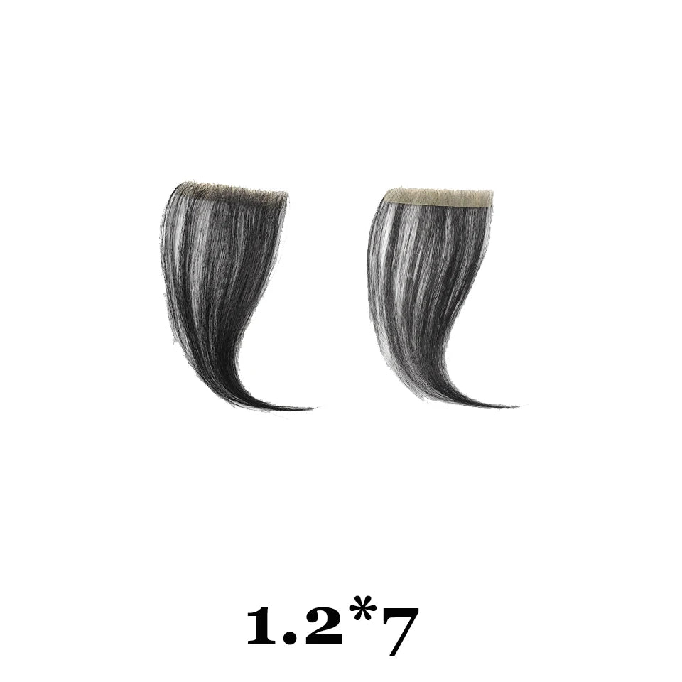 Forehead Patch 100% Human Hair Hairpiece Sideburns Toupee Invisible Seamless Ultra Thin Skin PU Men's Hairline Sideburn Patch