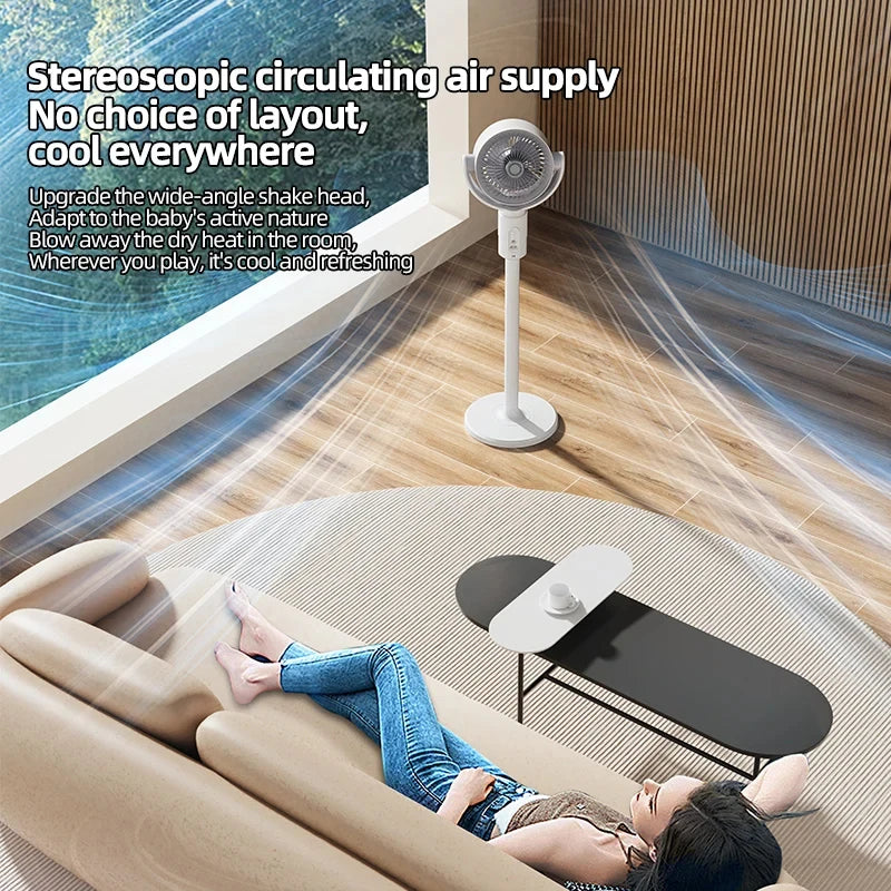 360 Circulation Quiet Powerful Floor Fan,Standing Smart Fans,with Remote Control Adjustable Height