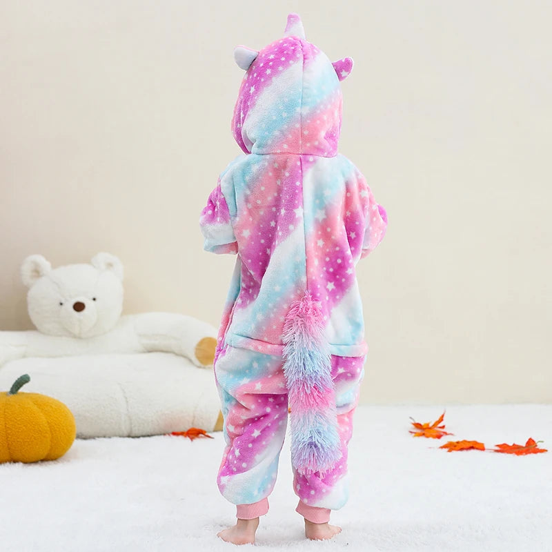 MICHLEY Christmas Capybara Flannel Blanket Sleepers Onesie Hooded Children Costume Clothes Jumpsuit Sleepwear For Boys Girls