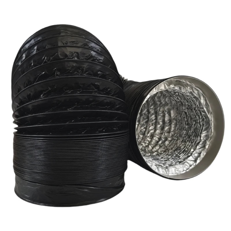 Black Exhaust Flexible Duct with Venting Aluminum Hose, Range Hood Ventilation Fan Hose, Ventilation Pipe, Flexible Aluminum Duct, Four-Layer Protection for Heating, Cooling, Ventilation, and Exhaust Pipes, Hvac Ducting, Fres