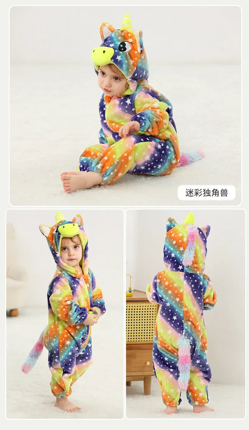 Newborn Baby Deer Animal Cartoon Romper Clothes Girls Pajamas Long Sleeve Hooded Onesies Infant Boys Costumes For Christmas