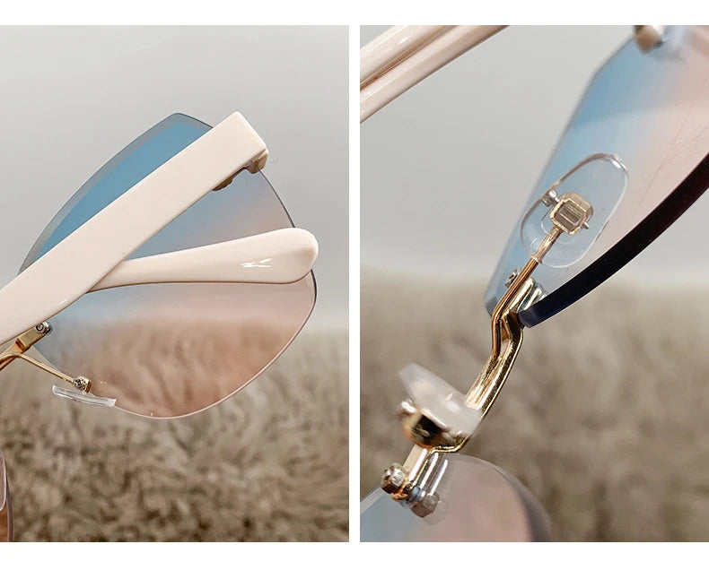 Fashion Rimless Sunglasses Women Trendy Gradient Lens Frameless Square Sun Glasses Female Retro Punk Shades UV400 Eyewear
