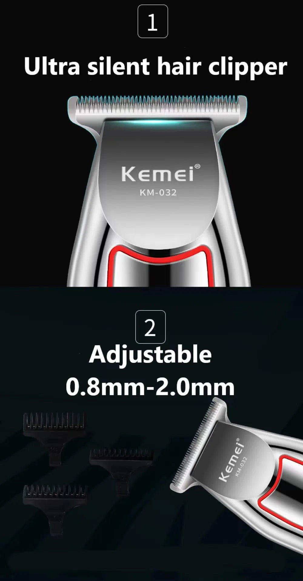 Kemei Electric Hair Clipper KM-2299 KM-032 KM-1102 Men's Electric Hair Trimmer Machine Professional Hair Cutting Machine for Men